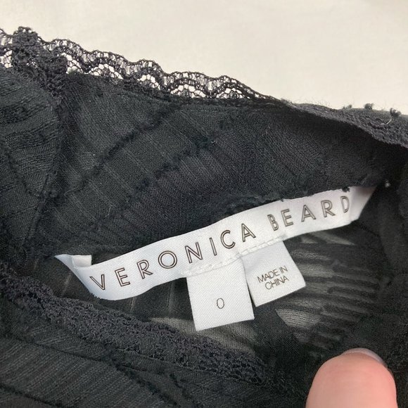 Veronica Beard Aniya Lace Silk-Blend Blouse Black Size 0 - Picture 4 of 10